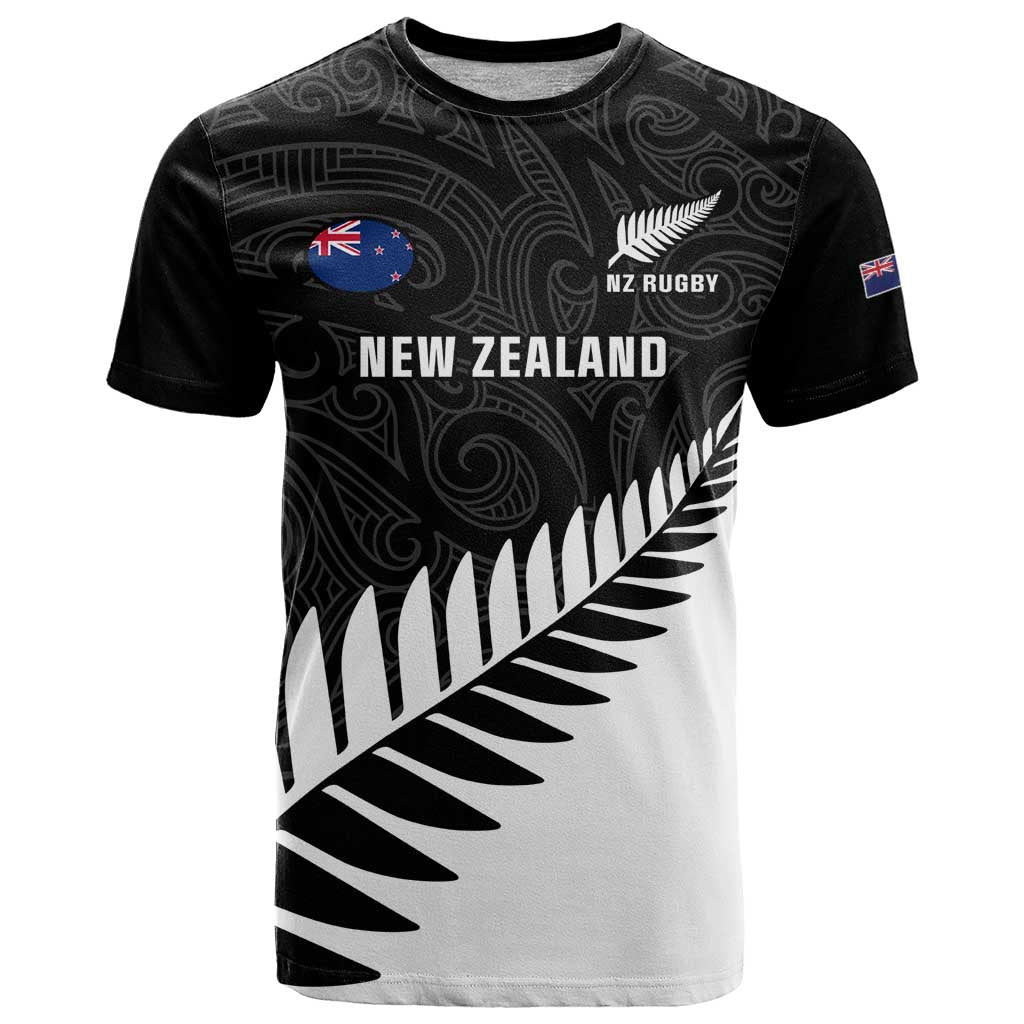 Personalised New Zealand Silver Fern Rugby T-Shirt All Black Go Champions Maori Pattern Graphic Tee