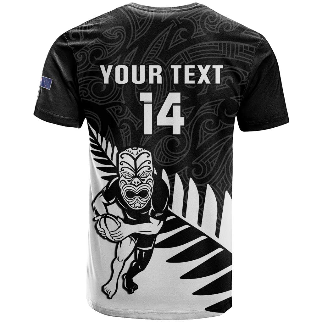 Personalised New Zealand Silver Fern Rugby T-Shirt All Black Go Champions Maori Pattern Graphic Tee