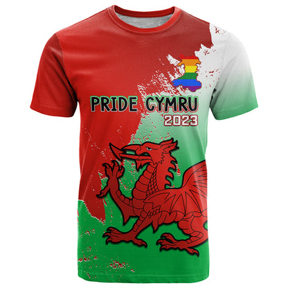 Pride Cymru T-Shirt Wales LGBT With Welsh Red Dragon Graphic Tee