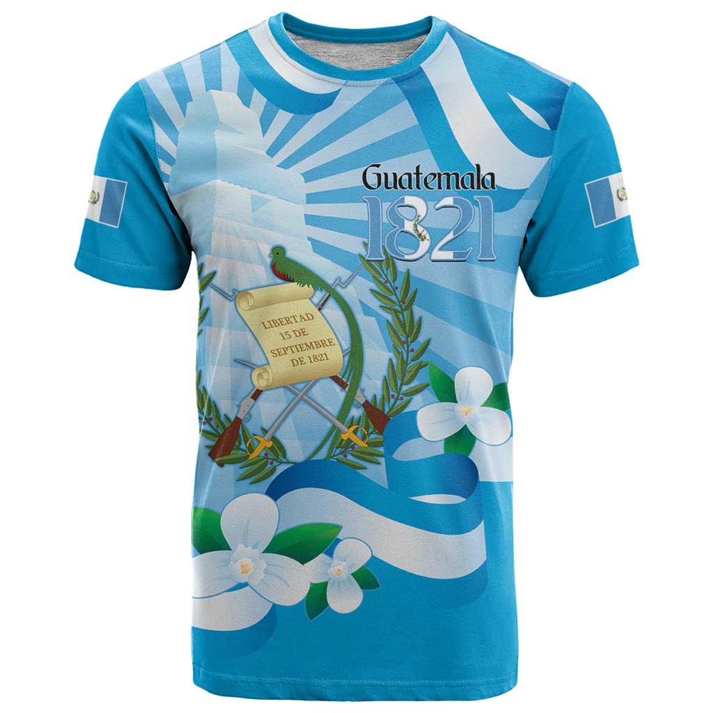 Guatemala Independence Day T-Shirt Since 1821 Coat Of Arms With Tikal Graphic Tee