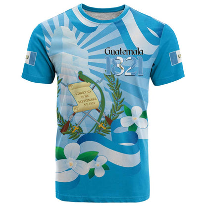 Guatemala Independence Day T-Shirt Since 1821 Coat Of Arms With Tikal Graphic Tee