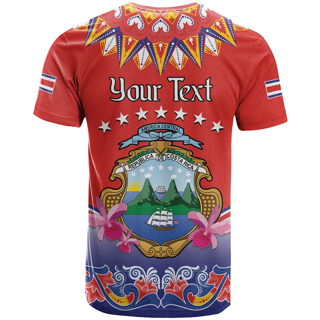 Personalized Costa Rica Independence Day T-Shirt Guaria Morada With Folk Pattern Graphic Tee
