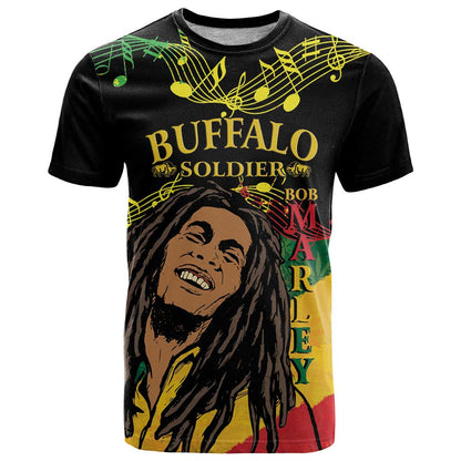 Legend Bob Buffalo Soldier T-Shirt American Heroes Reggae Style Graphic Tee