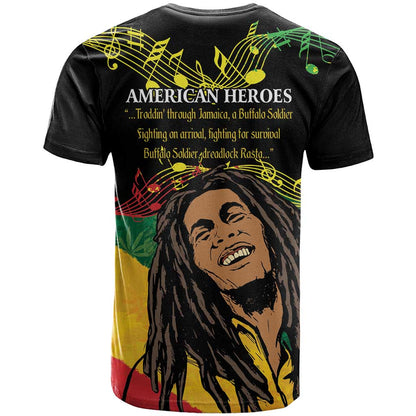 Legend Bob Buffalo Soldier T-Shirt American Heroes Reggae Style Graphic Tee