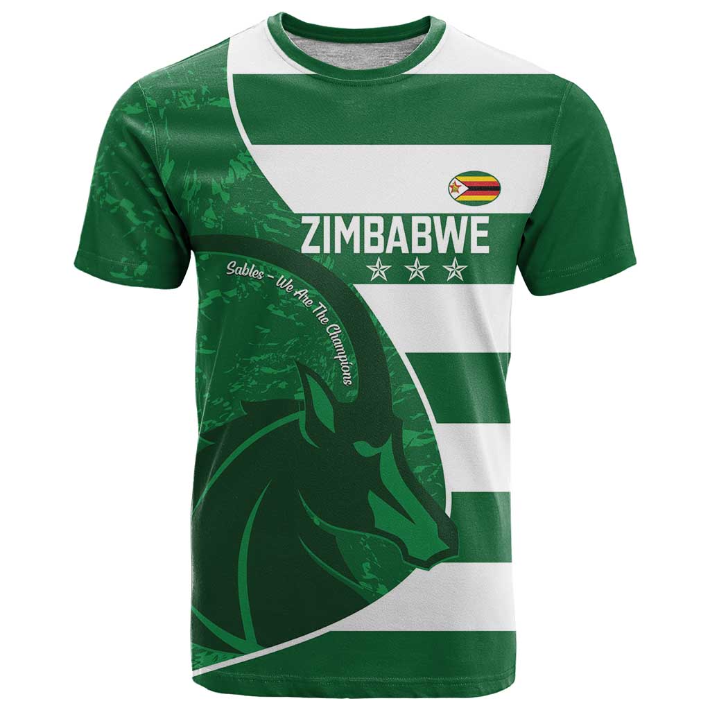 Zimbabwe Rugby Custom T-Shirt Sables 3rd Champions Proud Graphic Tee