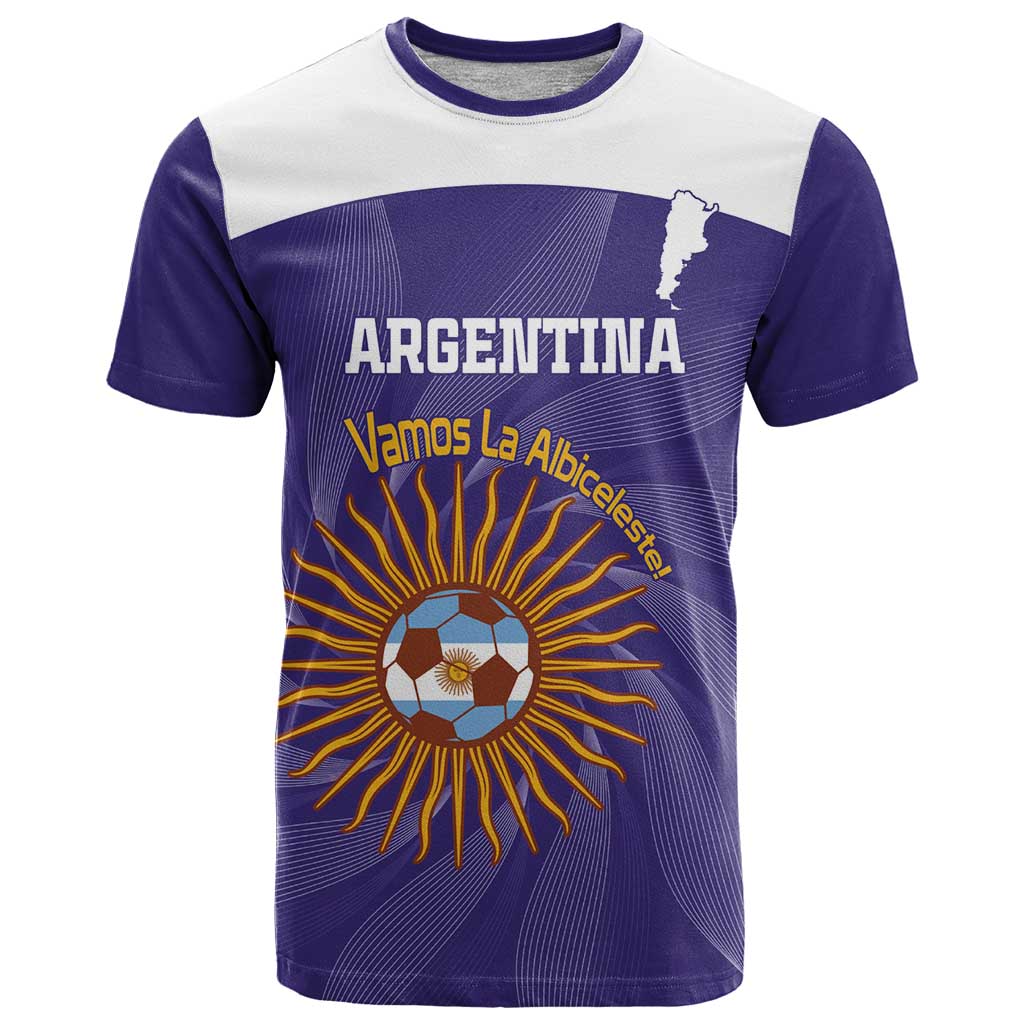 Custom Argentina Football T-Shirt Vamos La Albiceleste Purple Version Graphic Tee