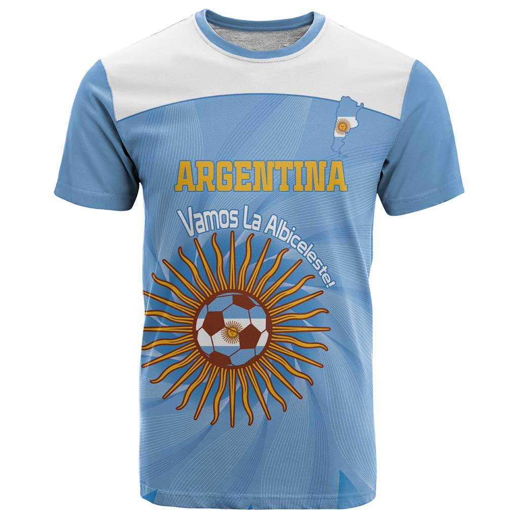 Custom Argentina Football T-Shirt Vamos La Albiceleste Blue Version Graphic Tee