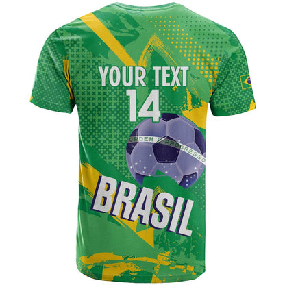 Custom Brazil Football T-Shirt Vamos Selecao Brushes Style Graphic Tee