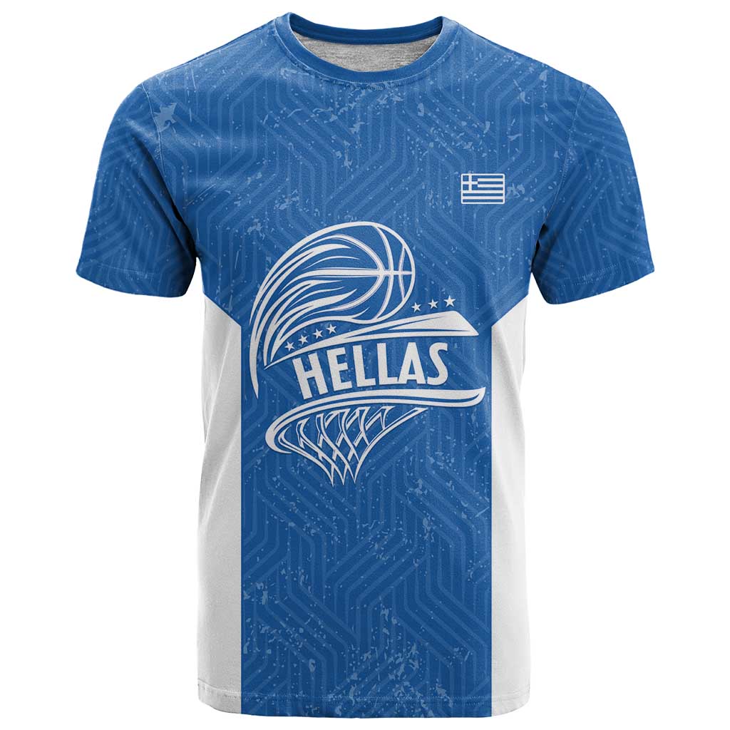 Greece Basketball Custom T-Shirt Go Hellas Blue Version Graphic Tee