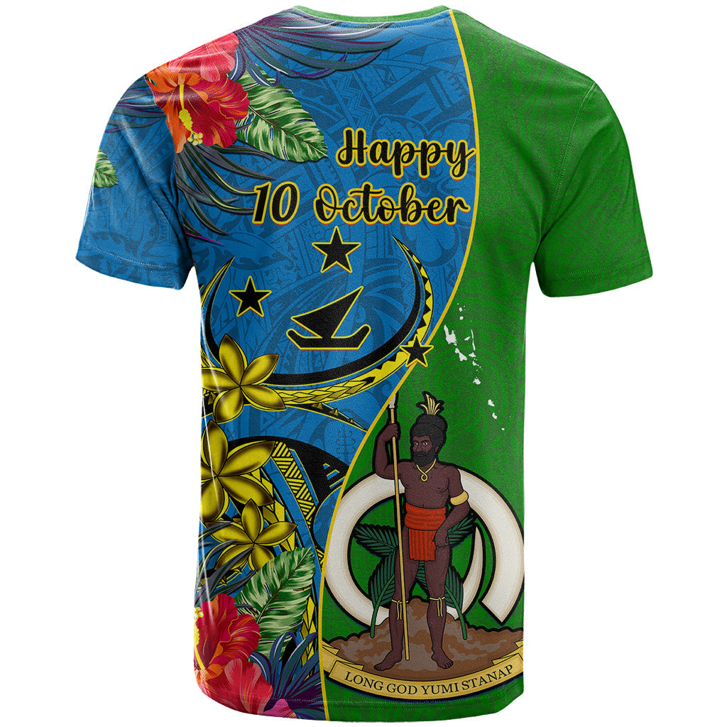 Vanuatu Malampa Day T-Shirt Coat Of Arms Mix Tropical Flowers Graphic Tee
