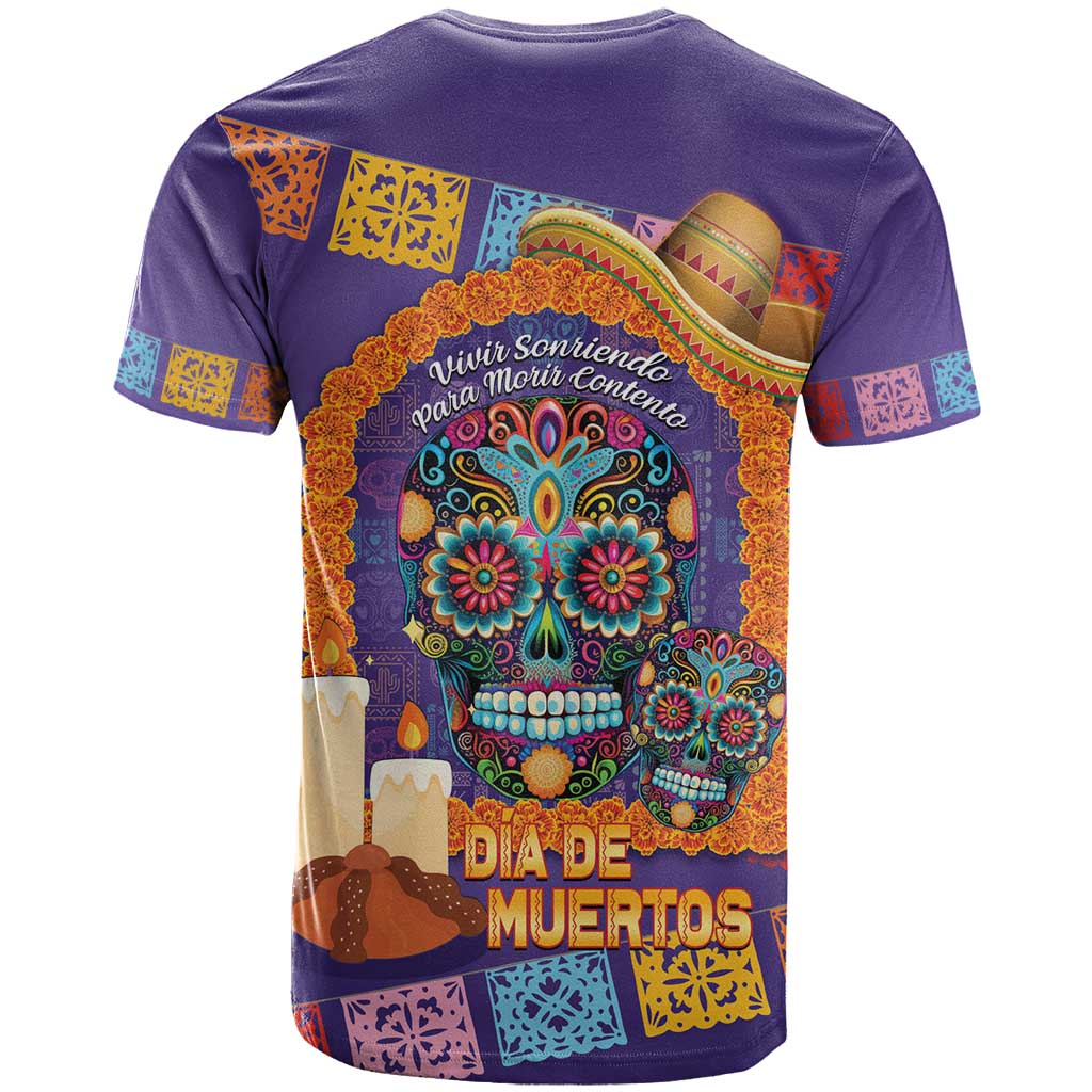 Mexico Day Of The Dead T-Shirt Sombrero Sugar Skull Marigold Pan De Muerto Graphic Tee