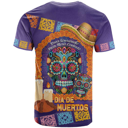 Mexico Day Of The Dead T-Shirt Sombrero Sugar Skull Marigold Pan De Muerto Graphic Tee