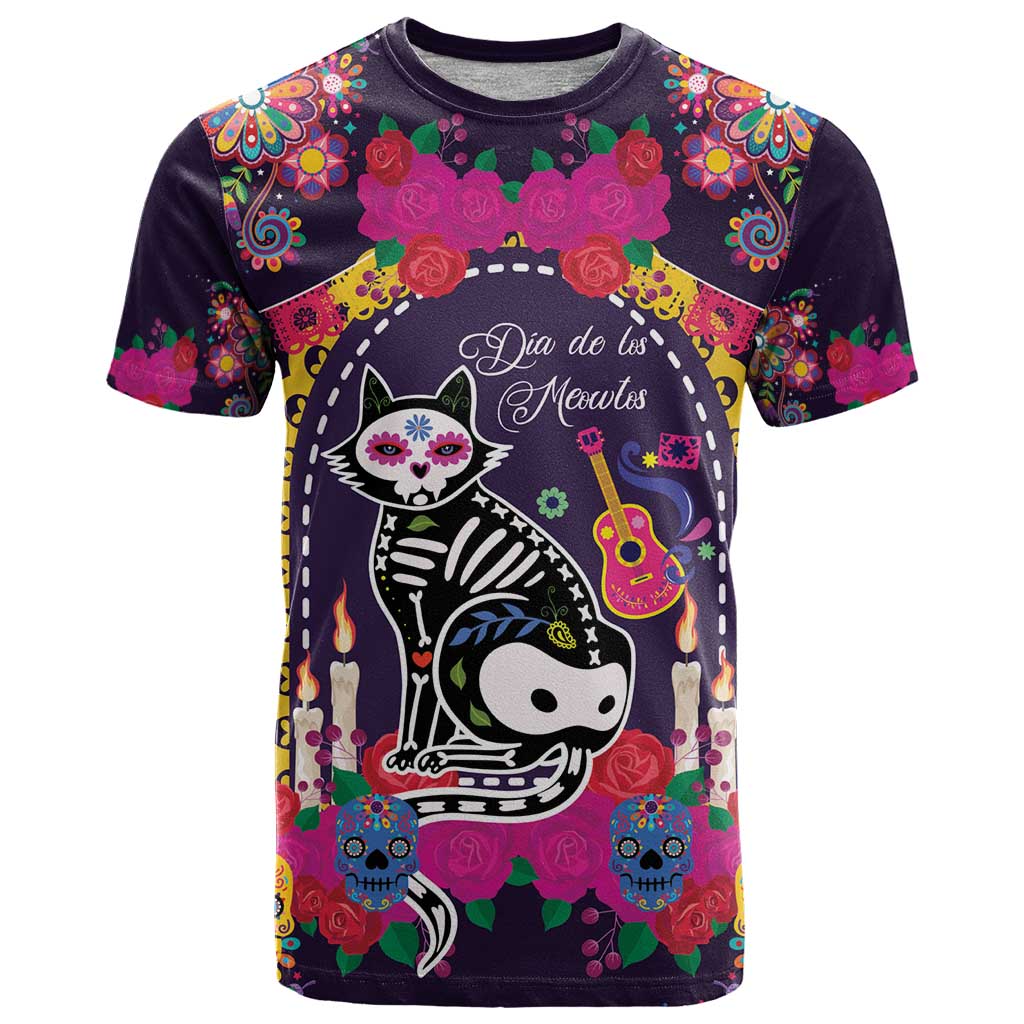 Mexico Day Of The Dead T-Shirt Cat Skeleton Dia De Los Meowtos Graphic Tee