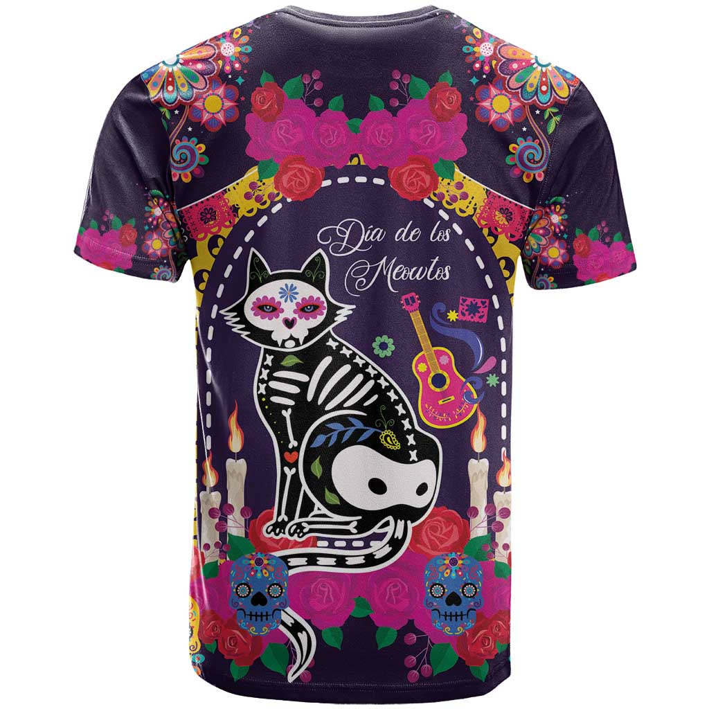 Mexico Day Of The Dead T-Shirt Cat Skeleton Dia De Los Meowtos Graphic Tee