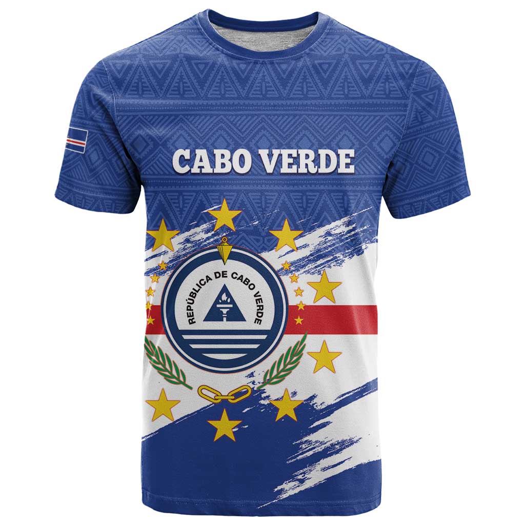Personalized Cape Verde T-Shirt Coat Of Arms - African Pattern Graphic Tee