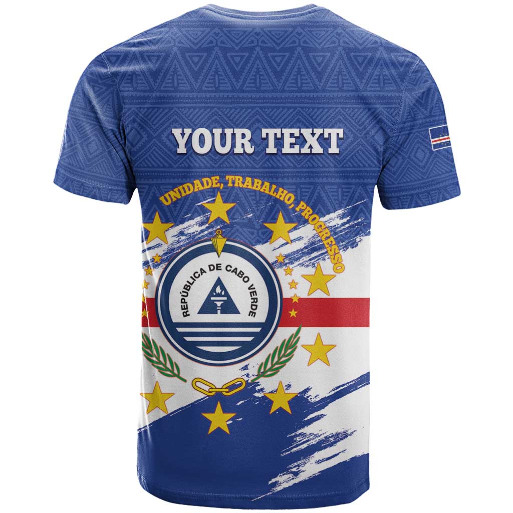 Personalized Cape Verde T-Shirt Coat Of Arms - African Pattern Graphic Tee