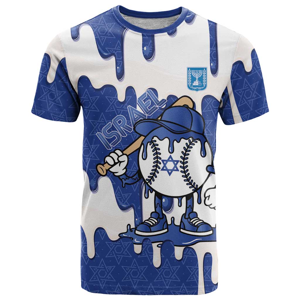 Israel 2026 Baseball Personalised T-Shirt Star of David Pattern Drip Style Graphic Tee