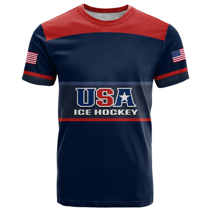 Custom United States Hockey T-Shirt USA Sporty Style Graphic Tee