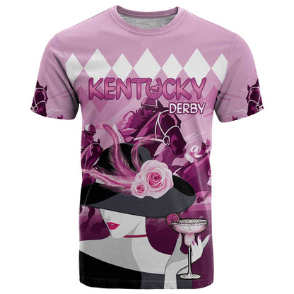 Kentucky Horse Racing T-Shirt Derby Mint Julep Girl - Pink Pastel Graphic Tee