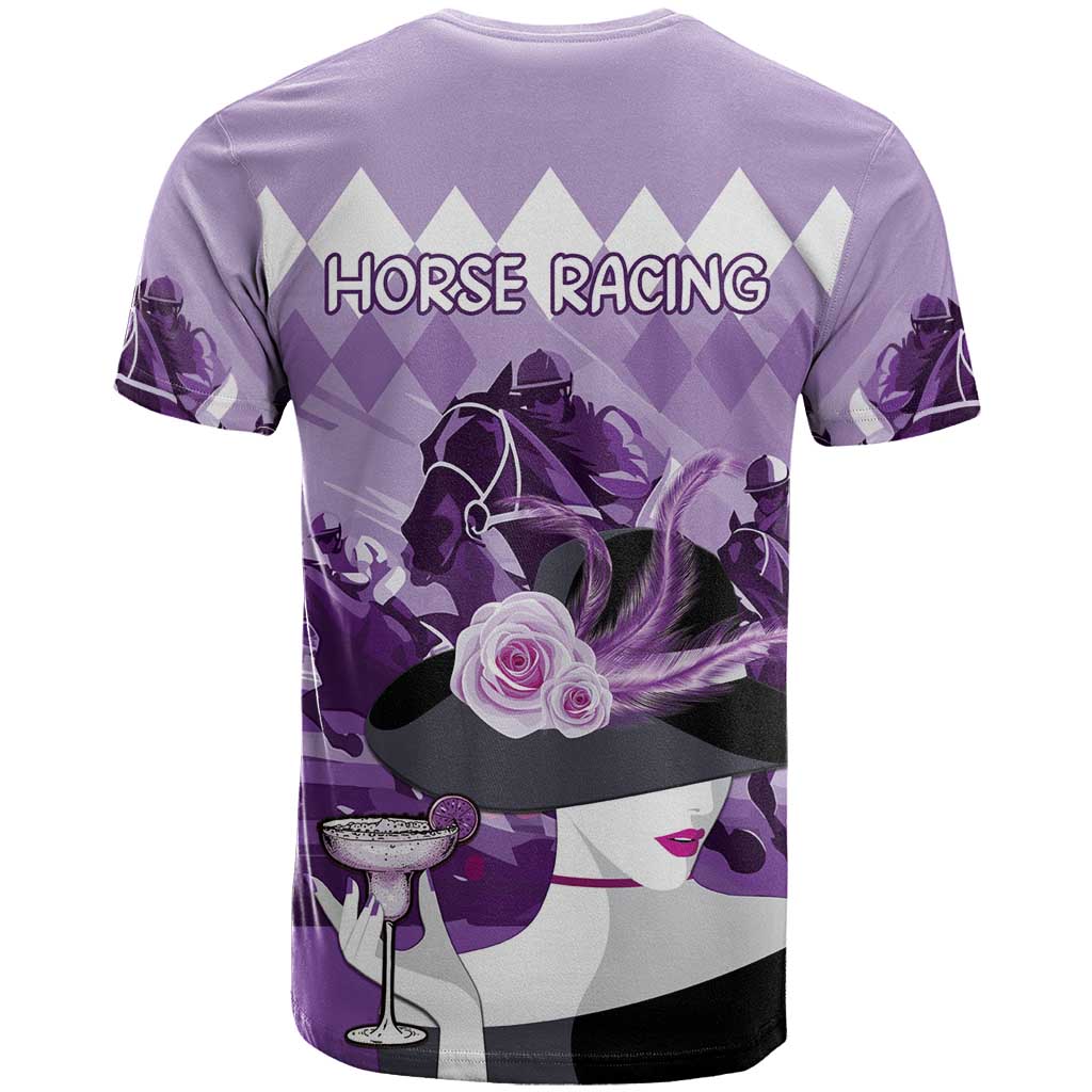 Kentucky Horse Racing T-Shirt Derby Mint Julep Girl - Purple Pastel Graphic Tee