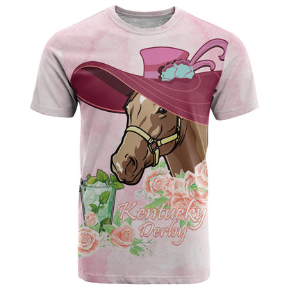 Kentucky Horse Racing T-Shirt Derby Mint Julep With Roses Graphic Tee