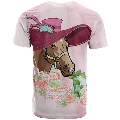 Kentucky Horse Racing T-Shirt Derby Mint Julep With Roses Graphic Tee