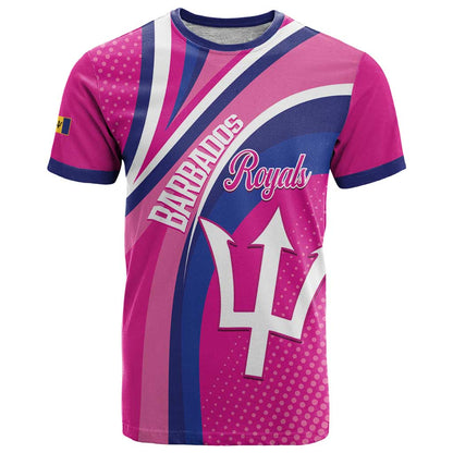 Custom Barbados Royals Cricket T-Shirt Go Champions Tridents Pink Version Graphic Tee