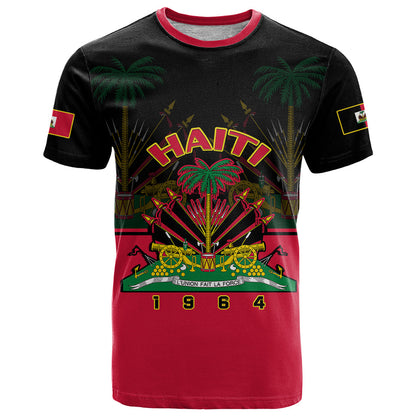 Personalised Haiti 1964 T-Shirt Coat Of Arms Flag Style Graphic Tee
