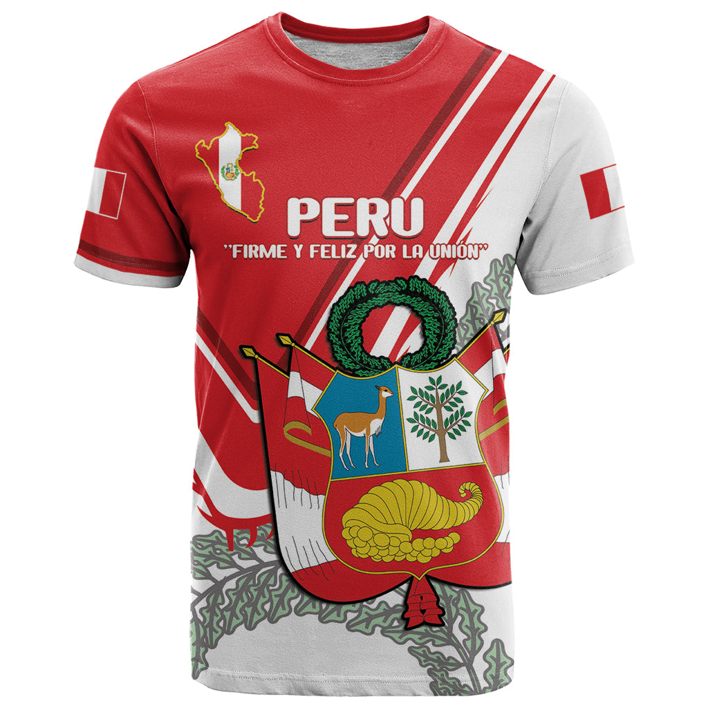 Peru Independence Day T-Shirt Peruvian Coat Of Arms Feliz 28 de Julio Graphic Tee