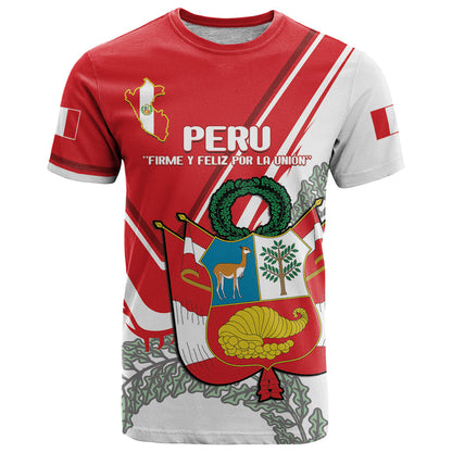 Peru Independence Day T-Shirt Peruvian Coat Of Arms Feliz 28 de Julio Graphic Tee
