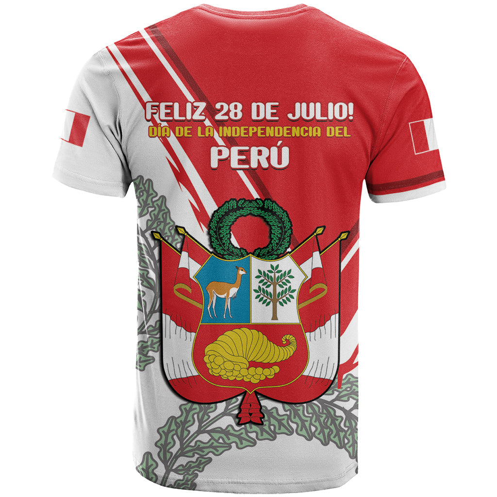 Peru Independence Day T-Shirt Peruvian Coat Of Arms Feliz 28 de Julio Graphic Tee