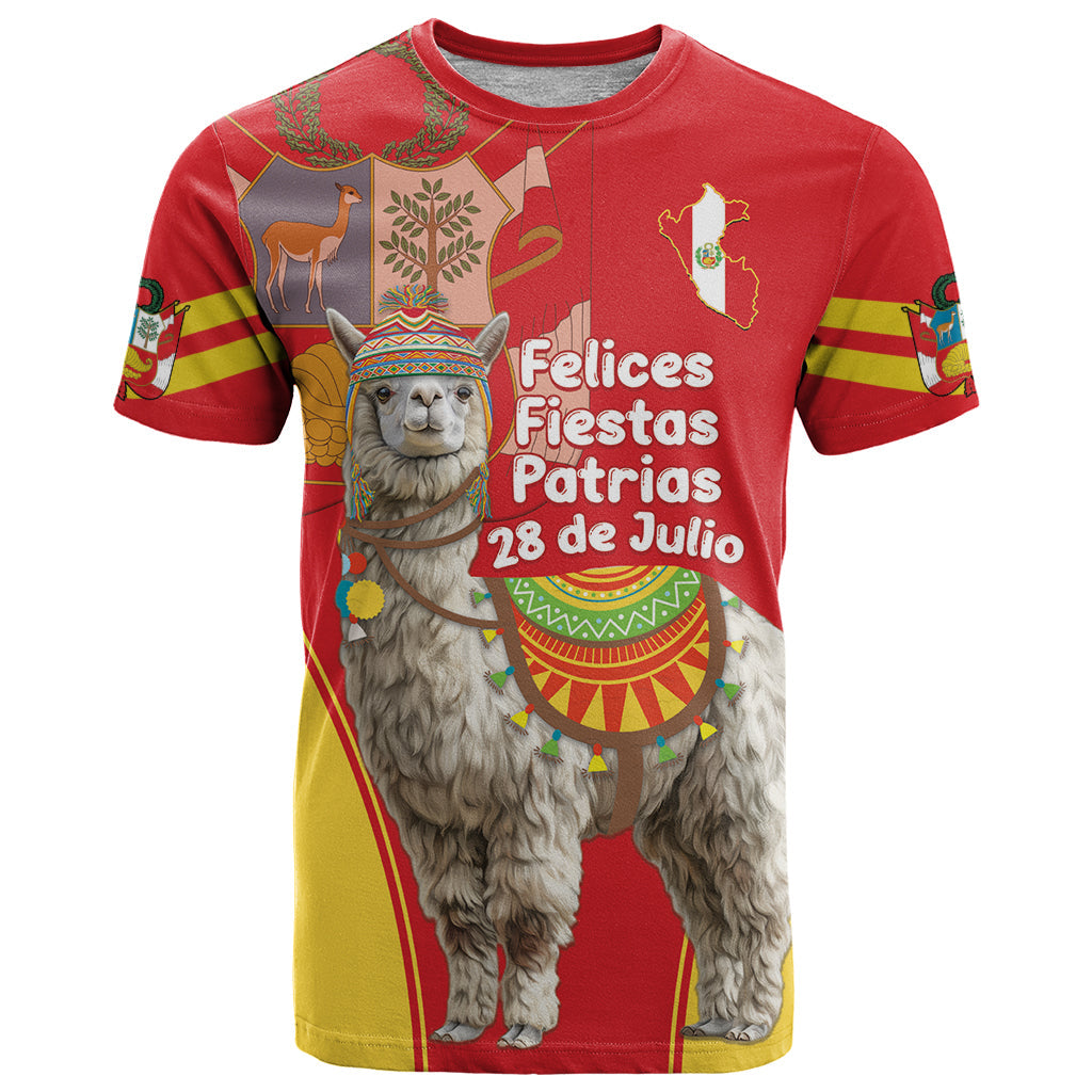 Personalised Peru Independence Day T-Shirt Peruvian Alpaca Feliz 28 de Julio Graphic Tee