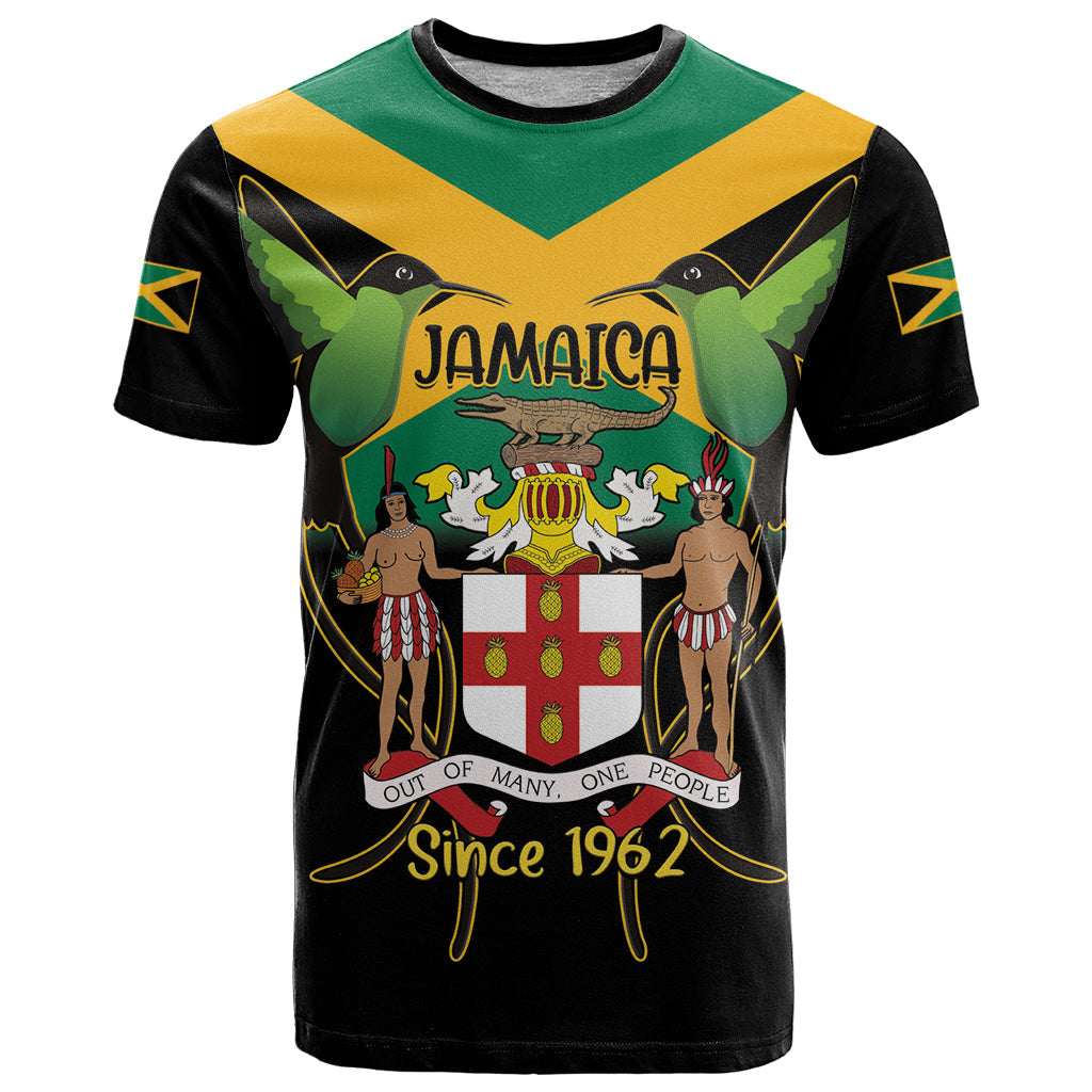 Jamaica Independence Day T-Shirt Jumieka Coat Of Arms Mix Hummingbird Graphic Tee