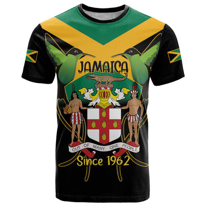 Jamaica Independence Day T-Shirt Jumieka Coat Of Arms Mix Hummingbird Graphic Tee
