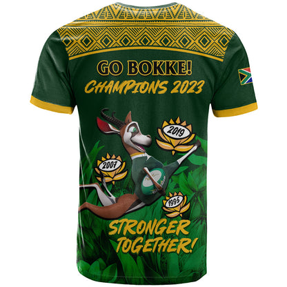 South Africa Rugby T-Shirt Go Bokke World Cup Champions History Graphic Tee