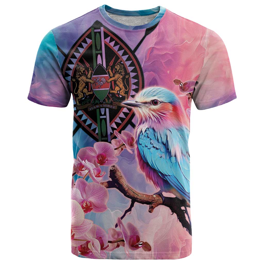 Kenya Lilac-Breasted Roller T-Shirt Coat Of Arms Mix Orchid Graphic Tee