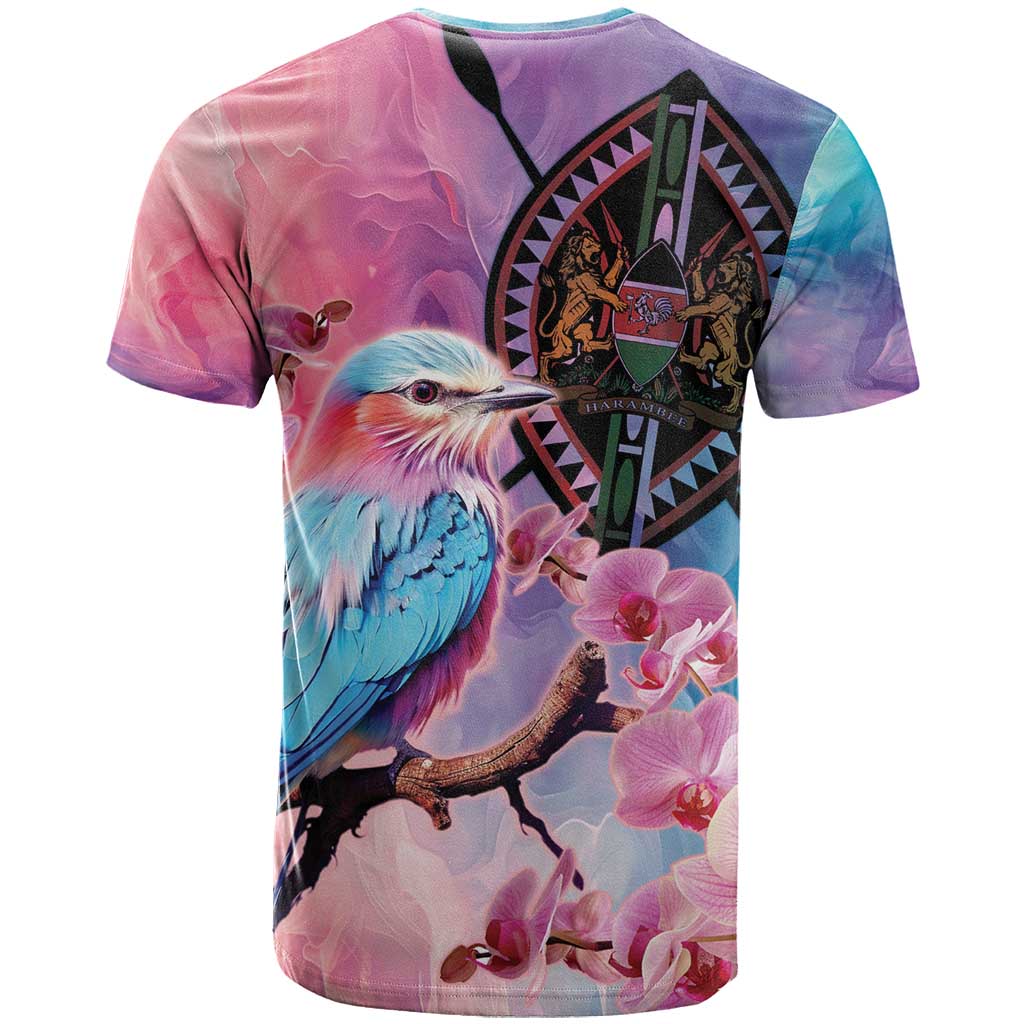 Kenya Lilac-Breasted Roller T-Shirt Coat Of Arms Mix Orchid Graphic Tee