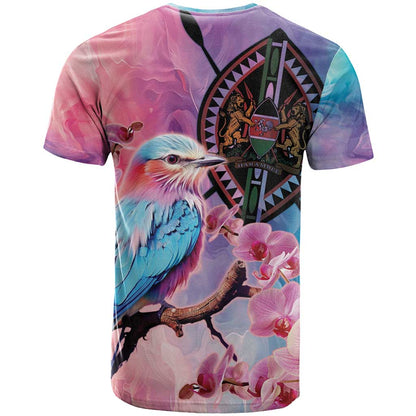 Kenya Lilac-Breasted Roller T-Shirt Coat Of Arms Mix Orchid Graphic Tee