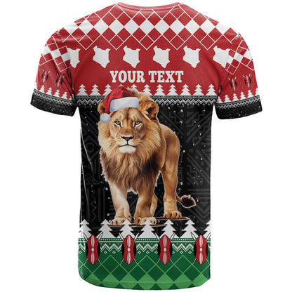 Personalized Kenya Christmas T-Shirt Lion Santa - Heri Ya Krismasi! Graphic Tee