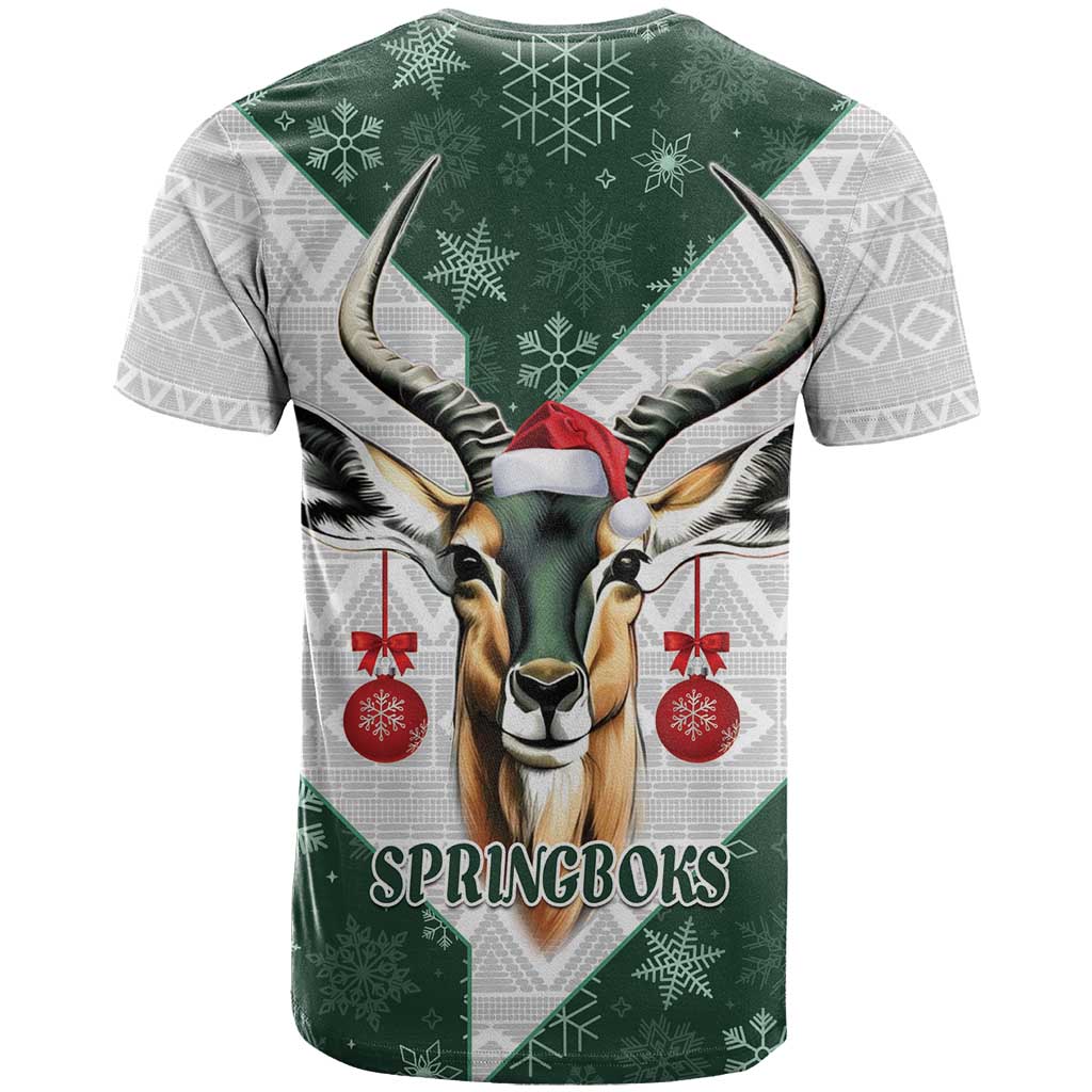 South Africa Springboks Christmas T-Shirt Bokke Santa - Geseende Kersfees Graphic Tee