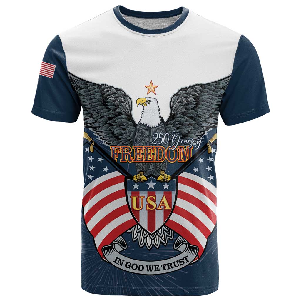 Personalized United States 4th Of July T-Shirt 250 Years Of Freedom USA Power Eagle Graphic Tee