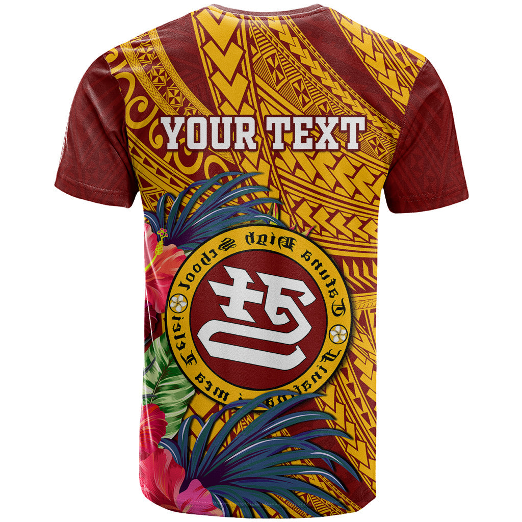 Personalised Tafuna High School T-Shirt American Samoa Schools Polynesian Tropical Flowers Graphic Tee