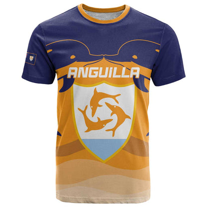Custom Anguilla Football T-Shirt Dolphins Coat Of Arms Style Graphic Tee