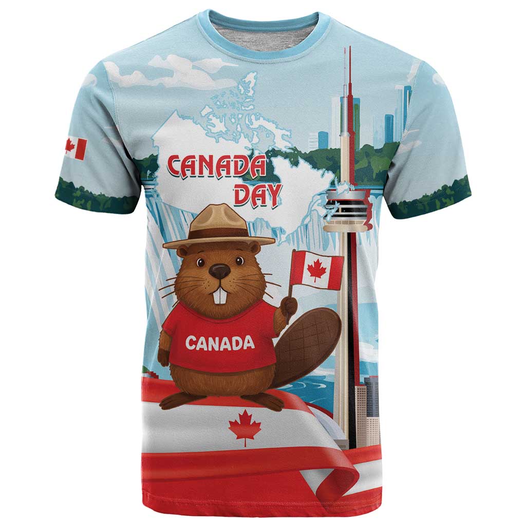 Canada Day T-Shirt Cute Beaver With Flag Graphic Tee