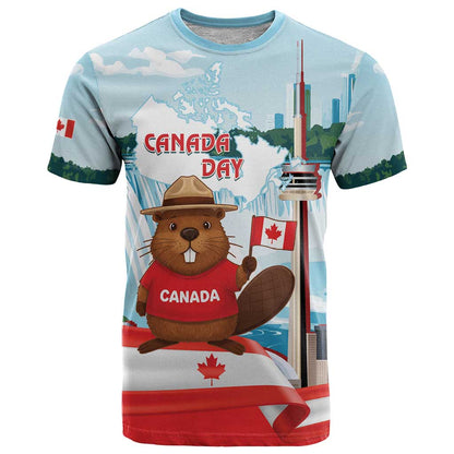 Canada Day T-Shirt Cute Beaver With Flag Graphic Tee