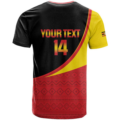 Custom Uganda Cricket T-Shirt Go Cranes African Pattern Graphic Tee