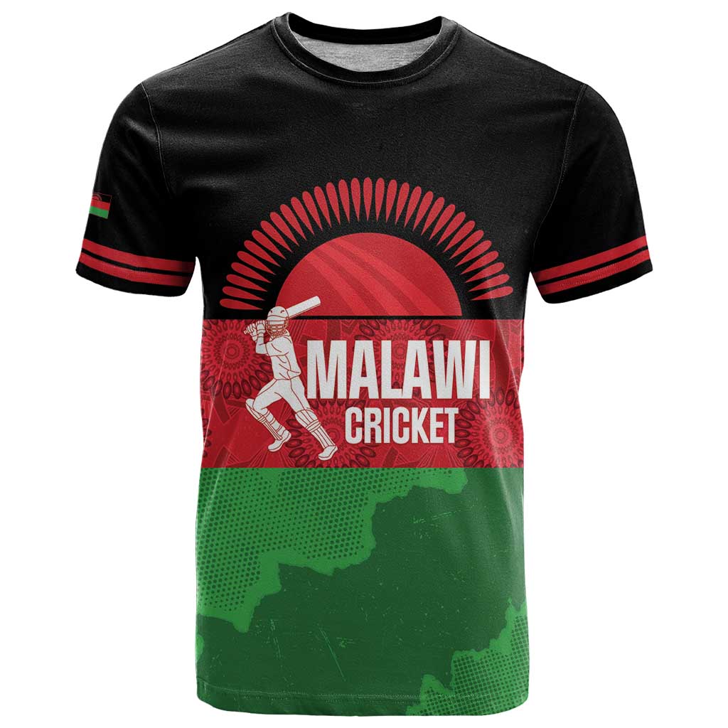 Custom Malawi Cricket T-Shirt Go Champions Flag Style Graphic Tee