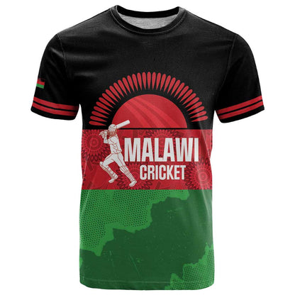 Custom Malawi Cricket T-Shirt Go Champions Flag Style Graphic Tee