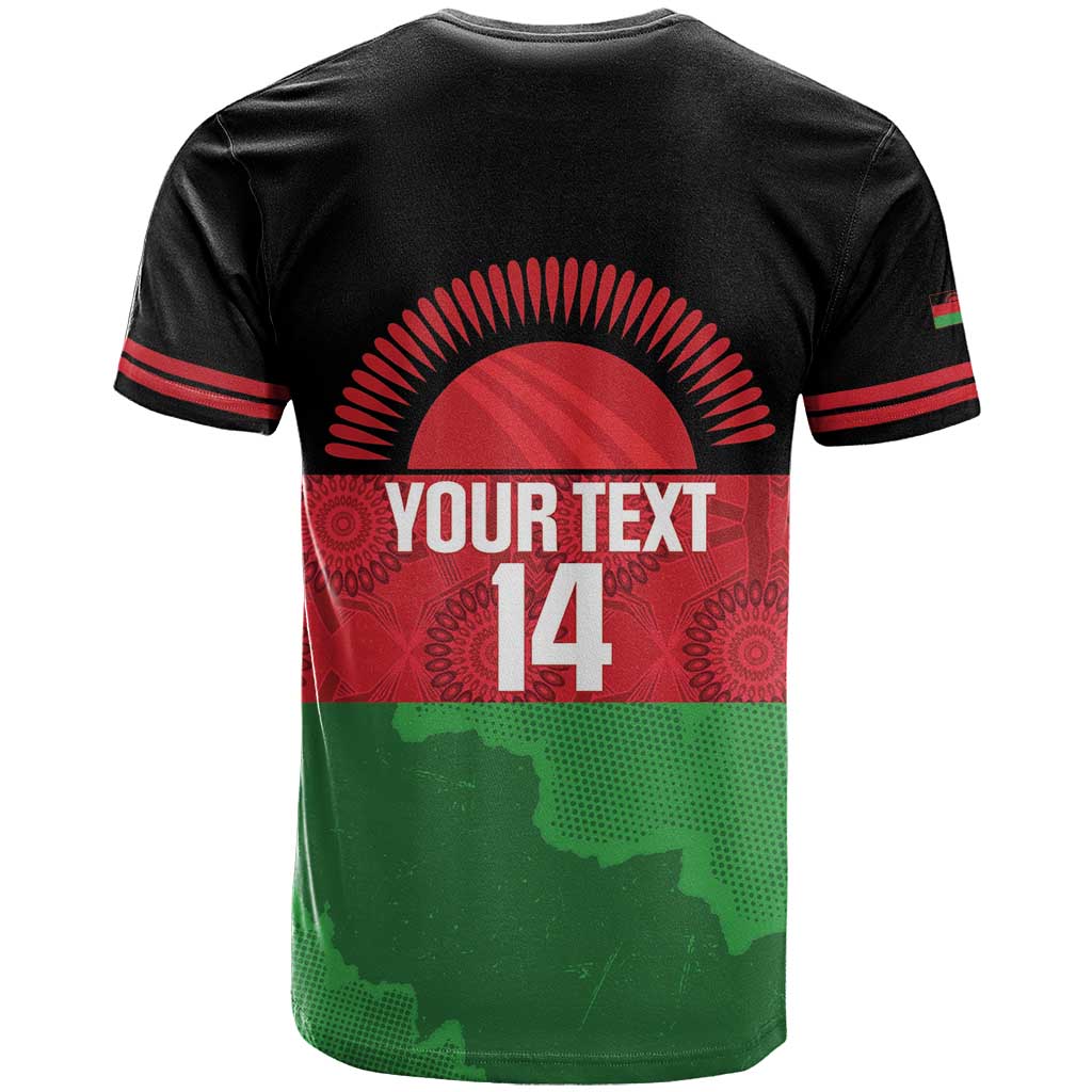 Custom Malawi Cricket T-Shirt Go Champions Flag Style Graphic Tee