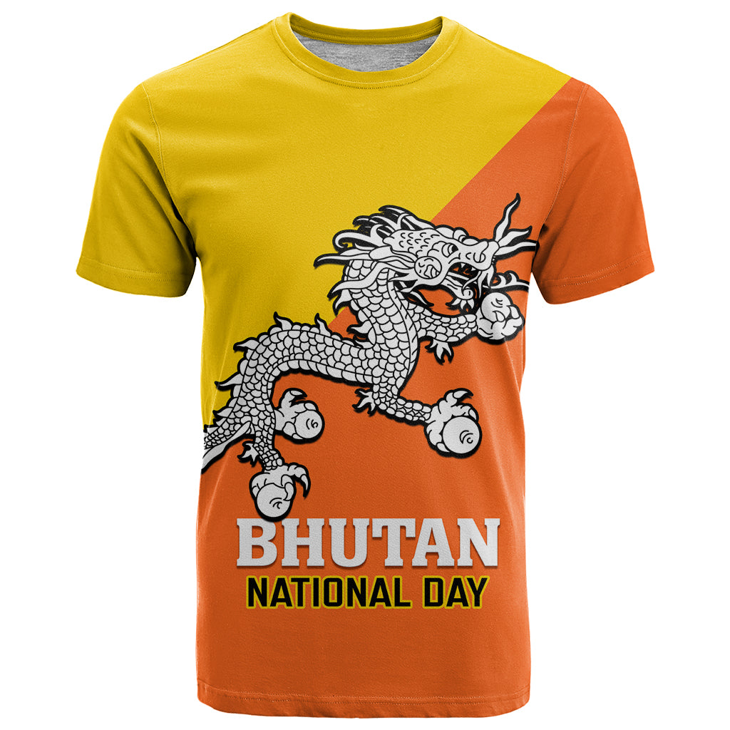 Personalised Bhutan National Day T-Shirt Coat Of Arms Mix Flag Style Graphic Tee